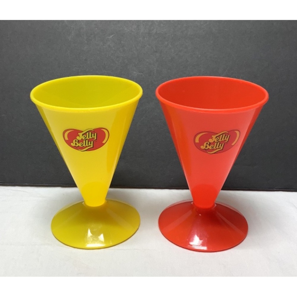 Jelly Belly Reuseable Snow Cone Cups Ice Cream Red and Yellow 6 oz